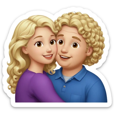 small white blonde girl kissing obese curly hair blonde white man sticker