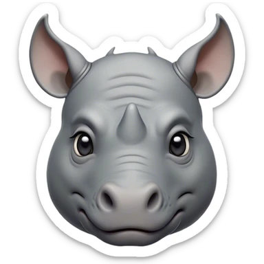 Cinematic Noble Rhinoceros Portrait Emoji, Poised and regal, with a massive, powerful build and a thick, armored hide of slate gray, deep-set soulful piercing eyes, Simplified yet sharp and sophisticated features, highly detailed, glowing with a soft, dignified glow, high shine, intelligent and formidable, stylized with an air of ancient might, focused and attentive, soft glowing outline, capturing the essence of a watchful and commanding behemoth, so majestic it feels as though it could charge out of the screen with effortless authority! sticker