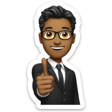 A young teacher in black suit pointing finger up sticker