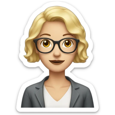white woman with eyeglasses and two crab hands sticker