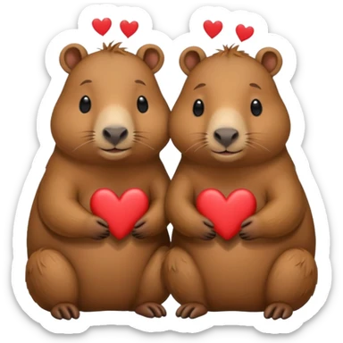 Capibaras amorosos con corazones sticker