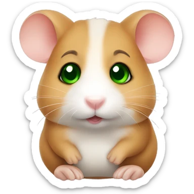 small cute brown hamster with green eyes  sticker