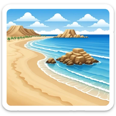 playa paisaje sin que sea un cuadro y que el cielo azul y la arena esten recortada sticker
