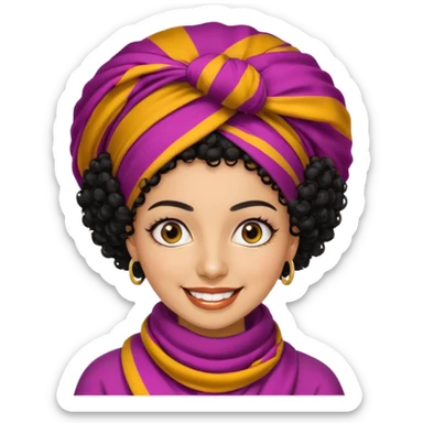 30 year old iranian woman very short curly black hair, big brown eyes, tanned skin, big smile, white teeth, pretty, afro sticker