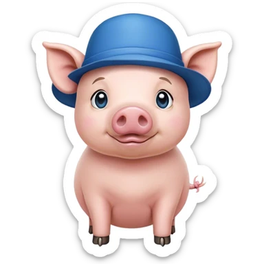 cerdito con sobrero azul en modo dramático sticker