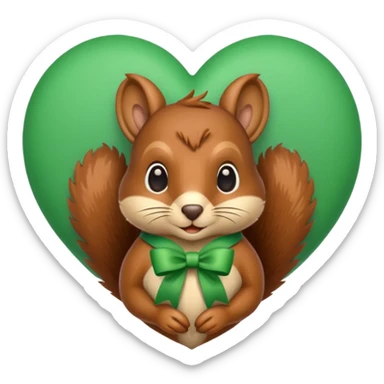 Squirrel in a heart with a green ribbon sticker