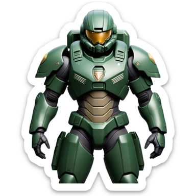 Cinematic Realistic StarCraft Terran Marine Portrait, captured in a dynamic, battle-ready stance, with every muscle defined beneath intricately detailed tactical armor in consistent dark green and grey. His steely eyes and resolute posture, rendered with dynamic, high-contrast lighting, exude raw power and relentless focus, high shine, evoking the epic spirit of a Terran Marine in combat. sticker