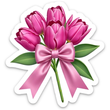 Pink tulips with a bow sticker