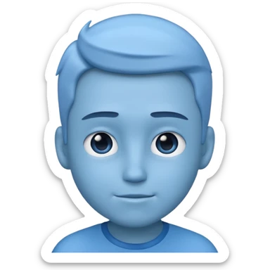 blue emoji of a confident sigma boy character with a cool expression, modern emoji style sticker