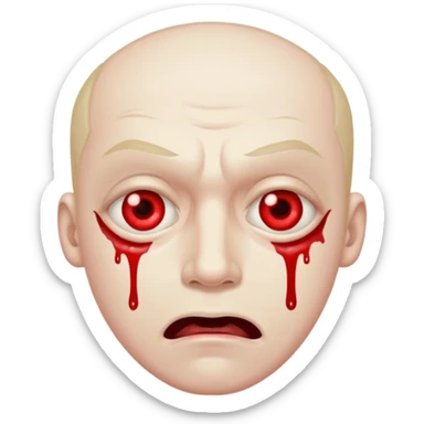 crosseyed man drooling with bloodshot eyes sticker