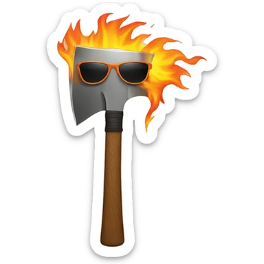 Axe on fire with sunglasses  sticker