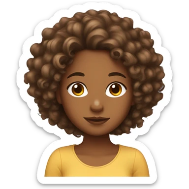 Brownskin girl with curly hair with an hamster sticker