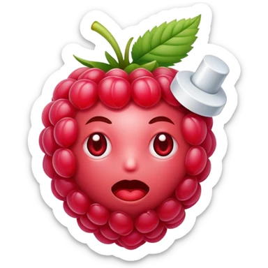 A raspberry uses medication sticker