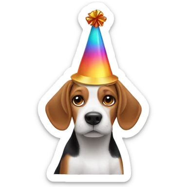 Beagle with partyhat and drol  sticker