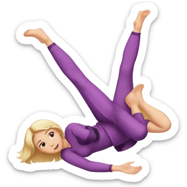 Blonde girl laying on stomach kicking her feet in the air and blushing sticker