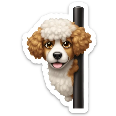 Dog with fro on pole sticker