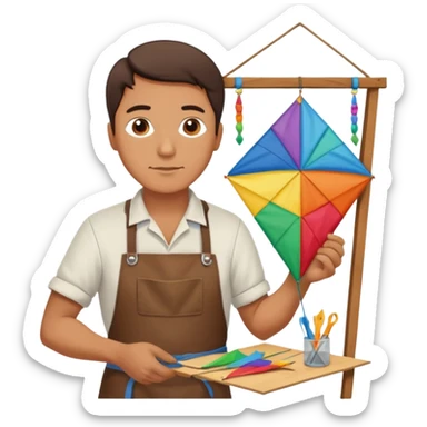 Kite Maker, making a kite pose. sticker