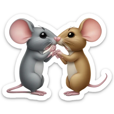 mouse kissing another mous sticker