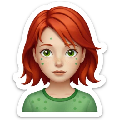  girl with red hair and green color hairclip sticker