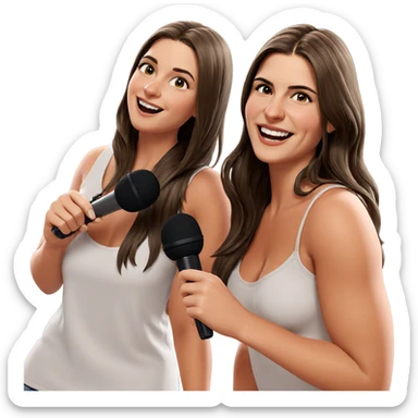 girl with microphone and smile sticker