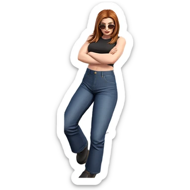 confident girl with vehicle sticker