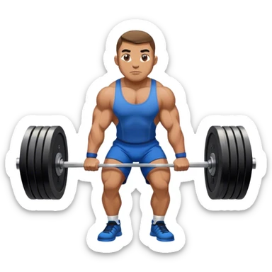 powerlifter with blue shorts perfoming deadlift sticker