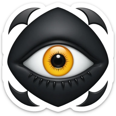 Minimal emoji, single eye made of black metal, pupil replaced by a solid metal number 8, restrained gothic symbolism, avant-garde minimalism, no glow, no neon, flat emoji style, centered, transparent background sticker