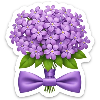 lilac flower bouquet with a bow tie sticker
