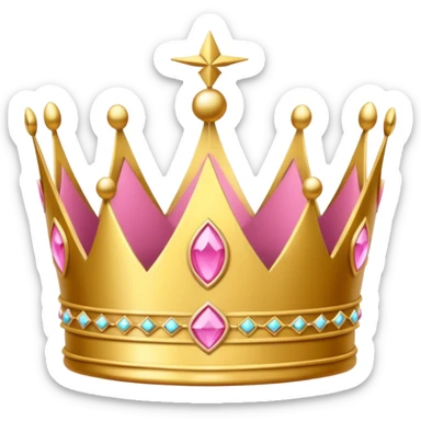 A golden crown with pink accents and elegant details, featuring a prominent empty space or cutout in the center. sticker