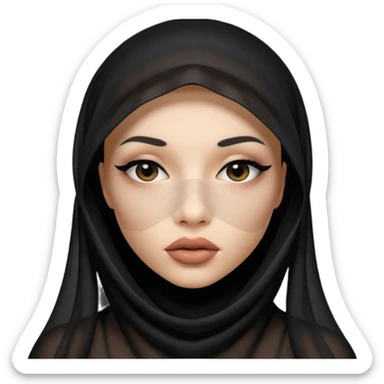 Face hidden under sheer black veil, lips and eyes barely visible sticker
