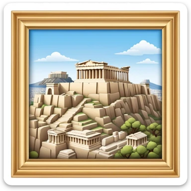 Cinematic Realistic Acropolis Landmark Emoji, showcasing ancient ruins set against a clear sky rendered with intricate detail and timeless lighting. sticker