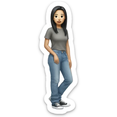 Asian girl wearing baggy jean pants  sticker