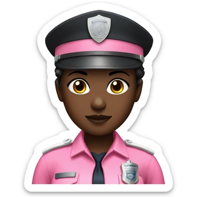 darkskin female police officer with pink uniform sticker