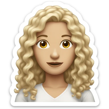 white woman with long curly hair sticker