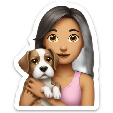 Girl hold cute dog sticker