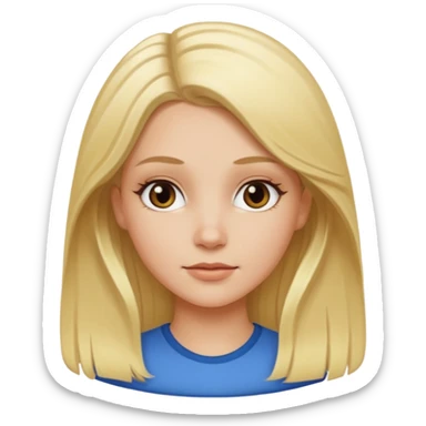 white girl with blond middle part sticker