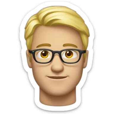 Homme blond légèrement long lunettes rondes sticker