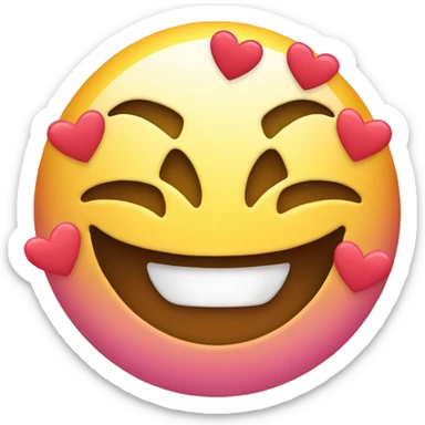 Smiley face emoji with hearts on the cheeks sticker