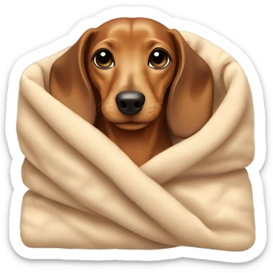 beige dachshund in cozy blanket  sticker