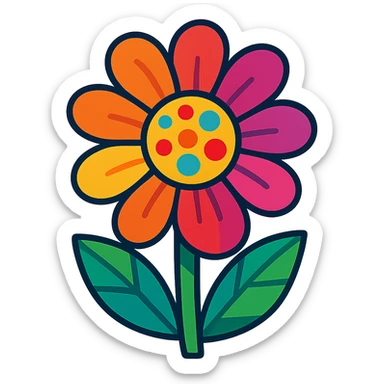 energetic and colorful vibrant toon style flower sticker