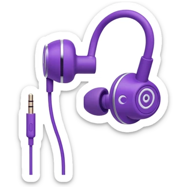 purple wired earbuds sticker