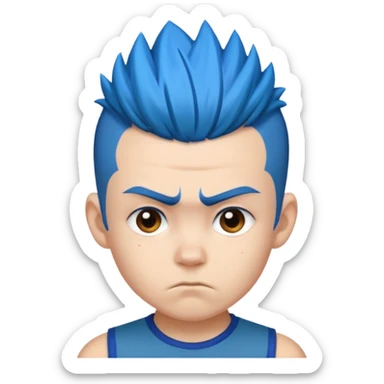 blue haired kid mohawk tough sticker