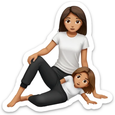Girl fallen on floor phillipino white tshirt long black pants sticker