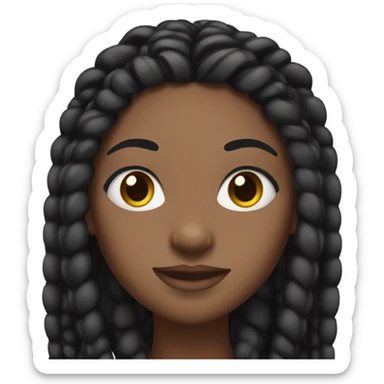 black woman with long black braids and lashes sticker