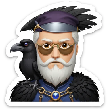 norse god odin with one eyepatch on his left eye and raven on his shoulder sticker