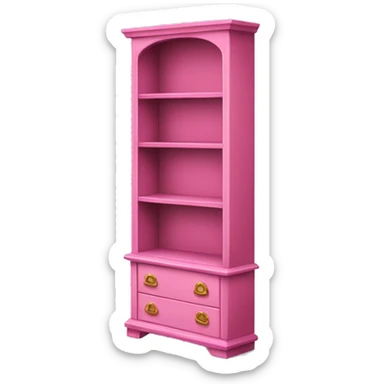 Realistic pink decorated furniture bookcase  sticker