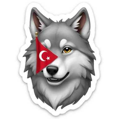 Wolf with Turkish flag on it sticker