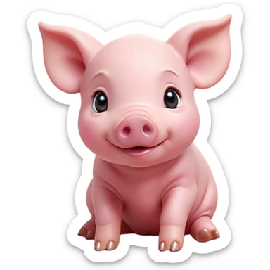 Cinematic Cute Piglet Portrait Emoji, Head tilted playfully and inquisitively, featuring a delicate rosy-pink hide with an adorably tiny snout and subtle sheen, round, sparkling beady eyes filled with boundless curiosity, Simplified yet irresistibly adorable features, highly detailed, glowing with a warm, friendly glow, high shine, affectionate and spirited, stylized with a touch of whimsical charm, bright and endearing, soft glowing outline, capturing the essence of a mischievous yet loving piglet, so playful it feels like it could nibble out of the screen and into your arms! sticker