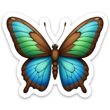 🦋 թևերի եզրերը լինի կապույտ, կանաչ թևերով, մարմնին միանալու հատվածը շագանակագույն, սև մարմնով  sticker