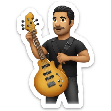 latin strong man, conbarba balbo, black shirt playing bass sticker